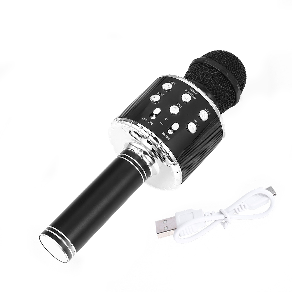 Microfon Karaoke MRG MWS858, Bluetooth, Reincarcabil, Negru